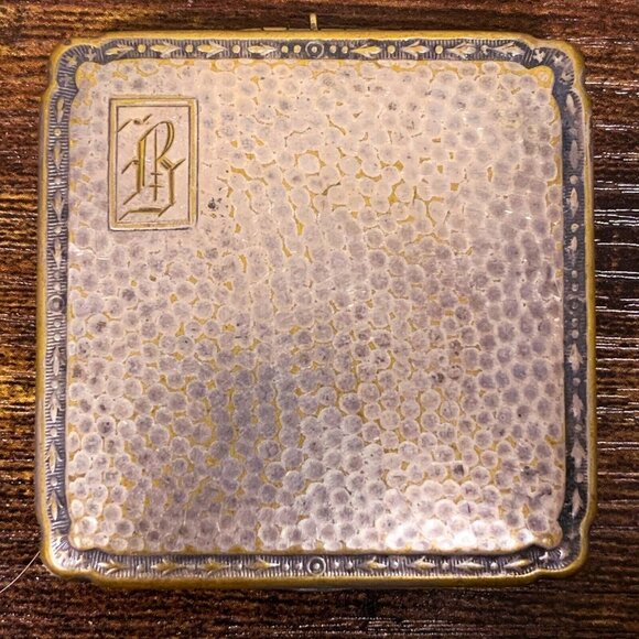 VTG Estate Nickel Silver Square 2 1/8” Hand Wrought Powder Makeup Compact! 149